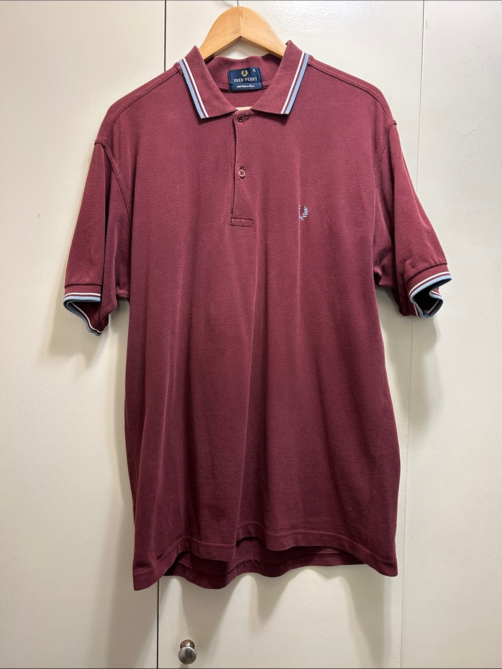 Fred Perry Maroon Polo with White & Navy Trim